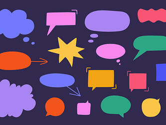 colourful speech bubbles in various shapes